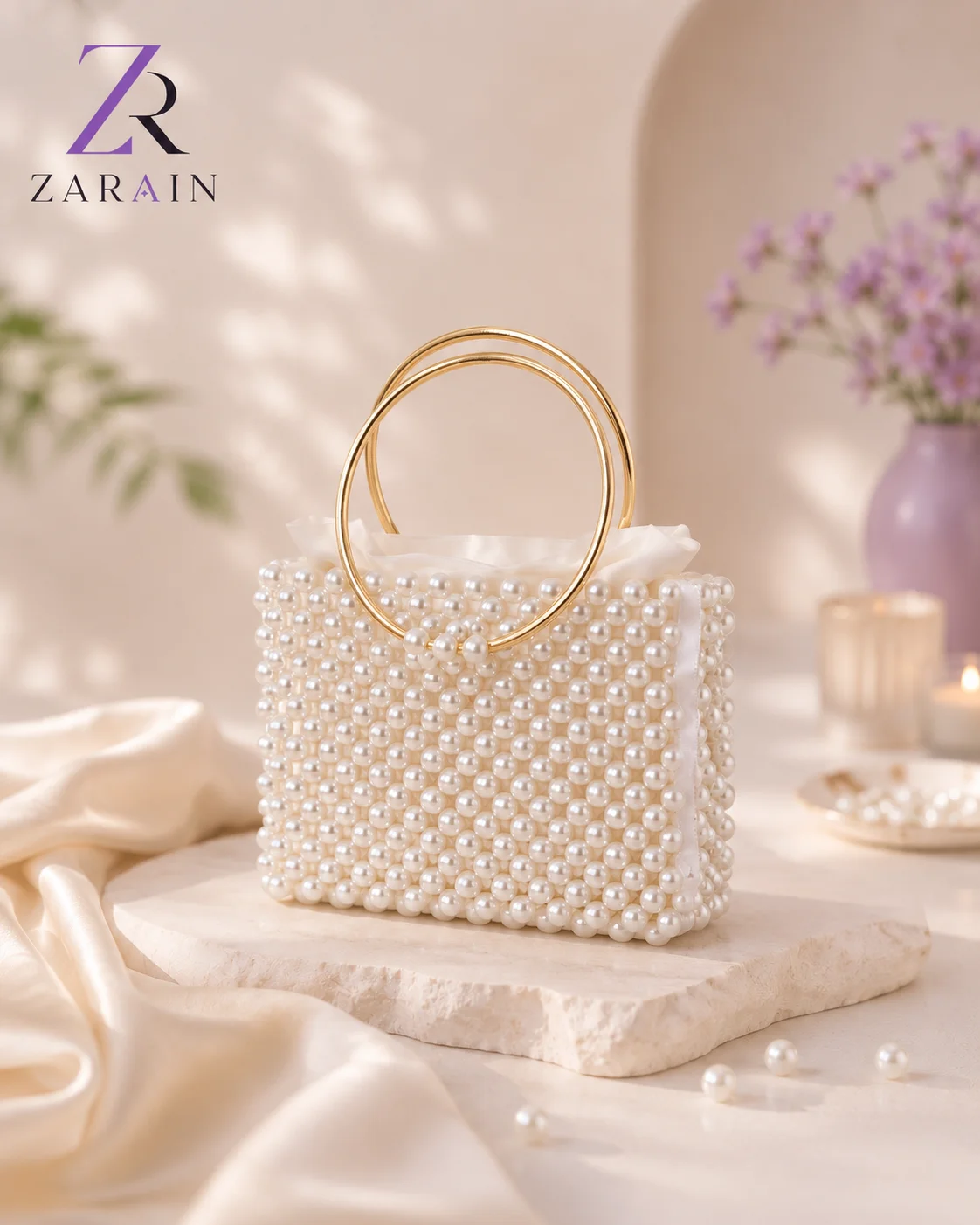 Luna Luxe Handmade Pearl Handbag